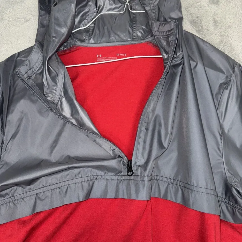 Under Armour Light Windbreaker, 1/4 Zip, Long Sleeve, Althetic Mens‎ Large, Red